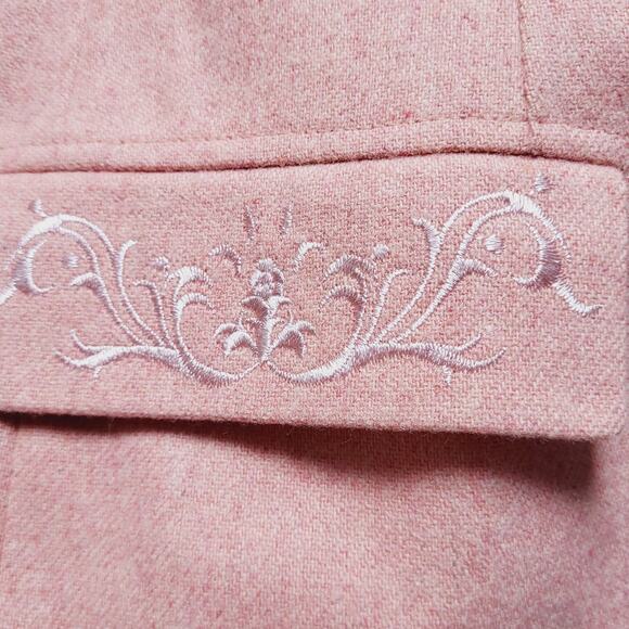 Vintage Agenda Made in USA Pink Wool Blend Embroidered Pockets Blazer Sz 14 Y2K - Picture 8 of 12